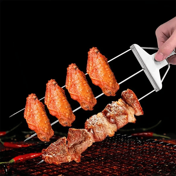 BBQ Skewer Set Double-Pronged Stainless Steel Set of 3