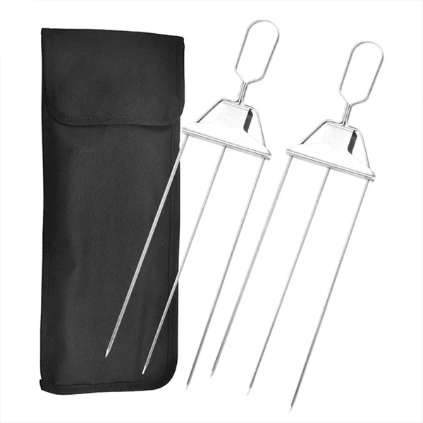 BBQ Skewer Set Double-Pronged Stainless Steel Set of 3