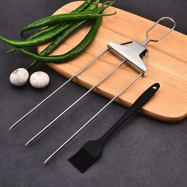 BBQ Skewer Set Double-Pronged Stainless Steel Set of 3