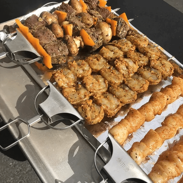 BBQ Skewer Set Double-Pronged Stainless Steel Set of 3