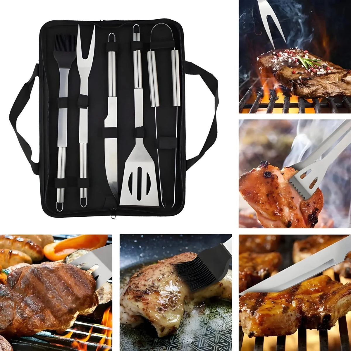 BBQ Tool Set Stainless Steel & Zippered Carry Case