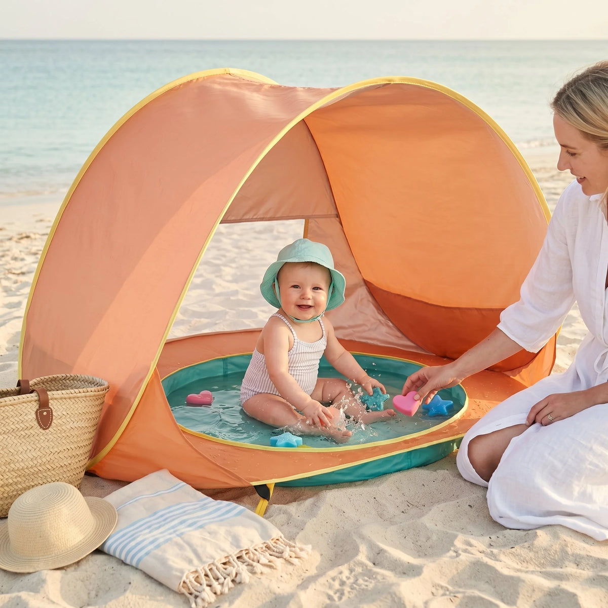 Baby Beach Tent Pop-Up UPF 50 Built-In Pool