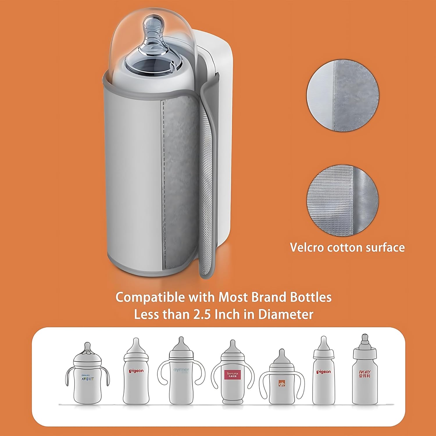Baby Bottle Warmer Portable Automatic Temperature Control USB Rechargeable