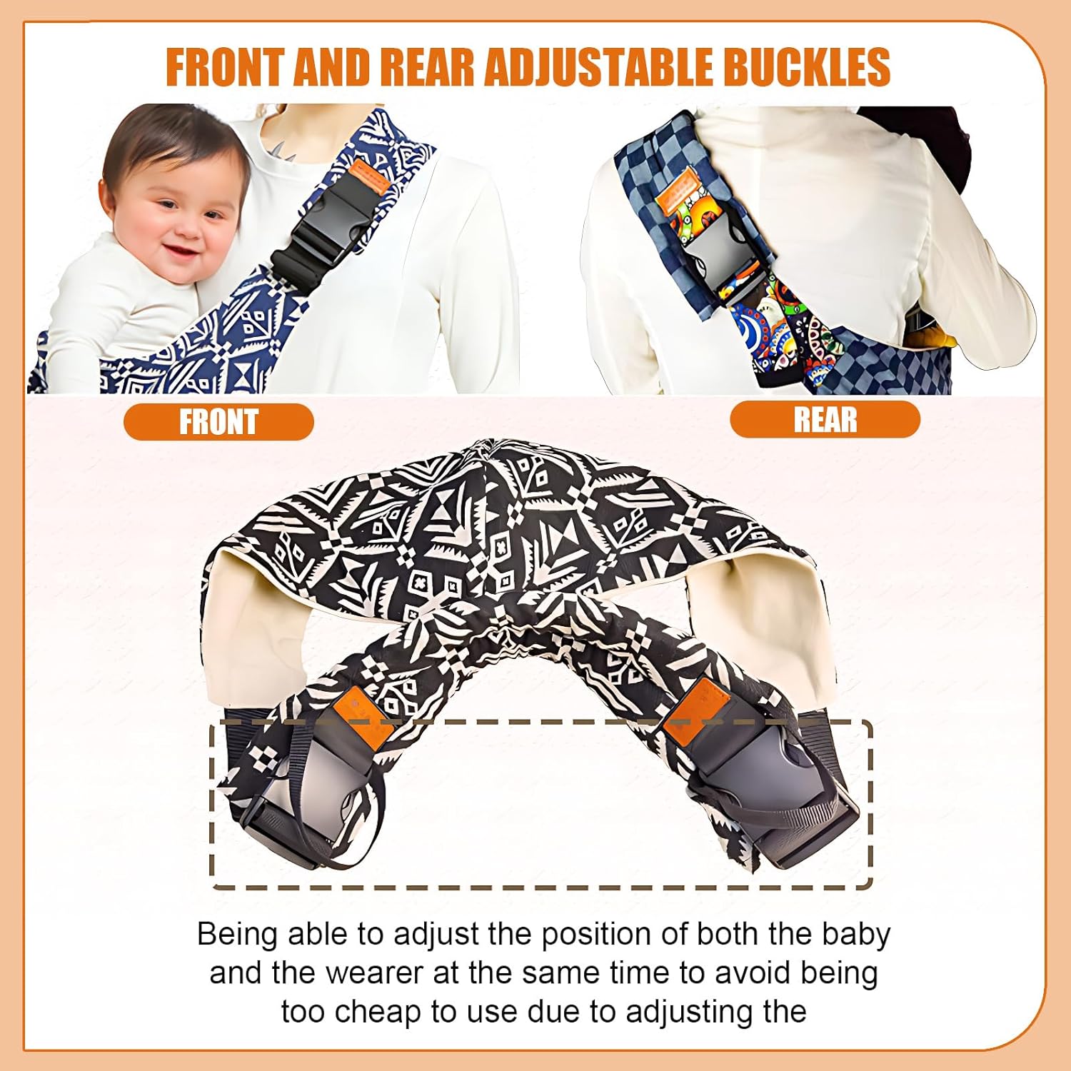Baby Carrier Ergonomic Posture Support Adjustable Buckle Cotton Blend