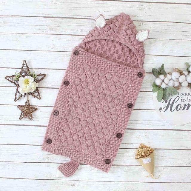 Baby Sleeping Bag Knitted Polyester-Cotton Ears & Tail
