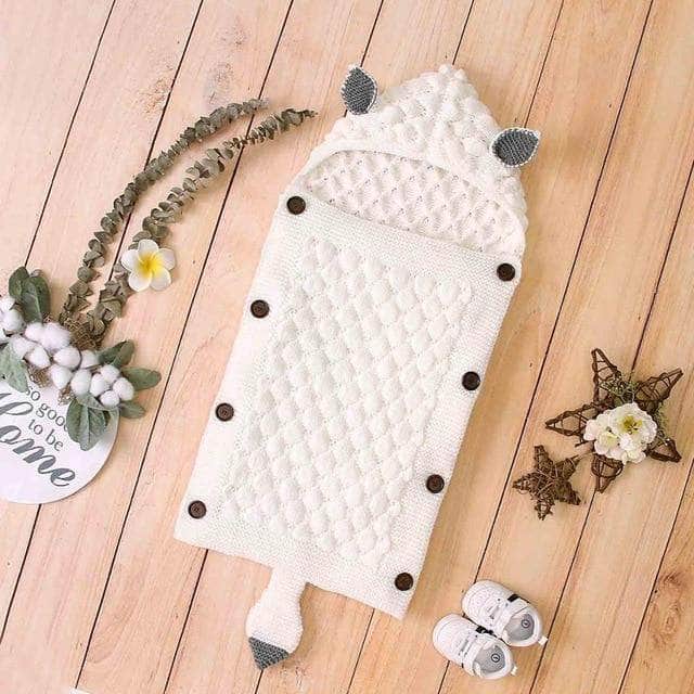 Baby Sleeping Bag Knitted Polyester-Cotton Ears & Tail