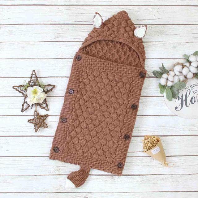 Baby Sleeping Bag Knitted Polyester-Cotton Ears & Tail