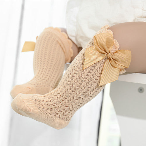 Baby Socks Eyelet Knit Soft Cotton Long Fit