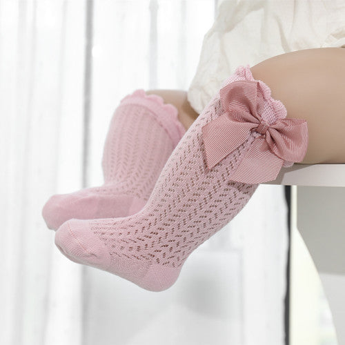 Baby Socks Eyelet Knit Soft Cotton Long Fit