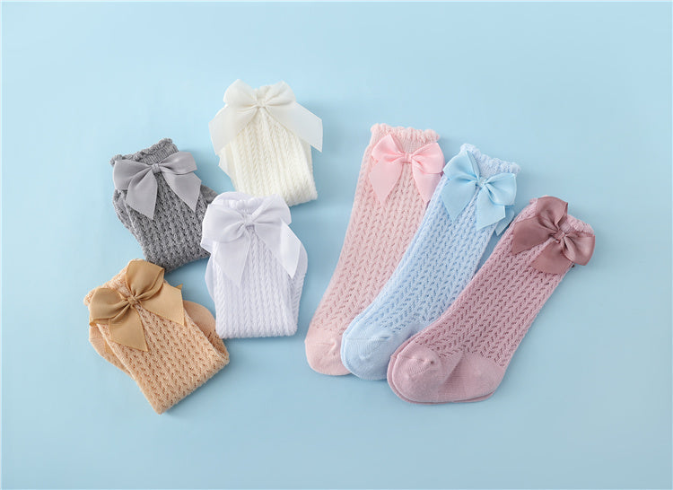 Baby Socks Eyelet Knit Soft Cotton Long Fit