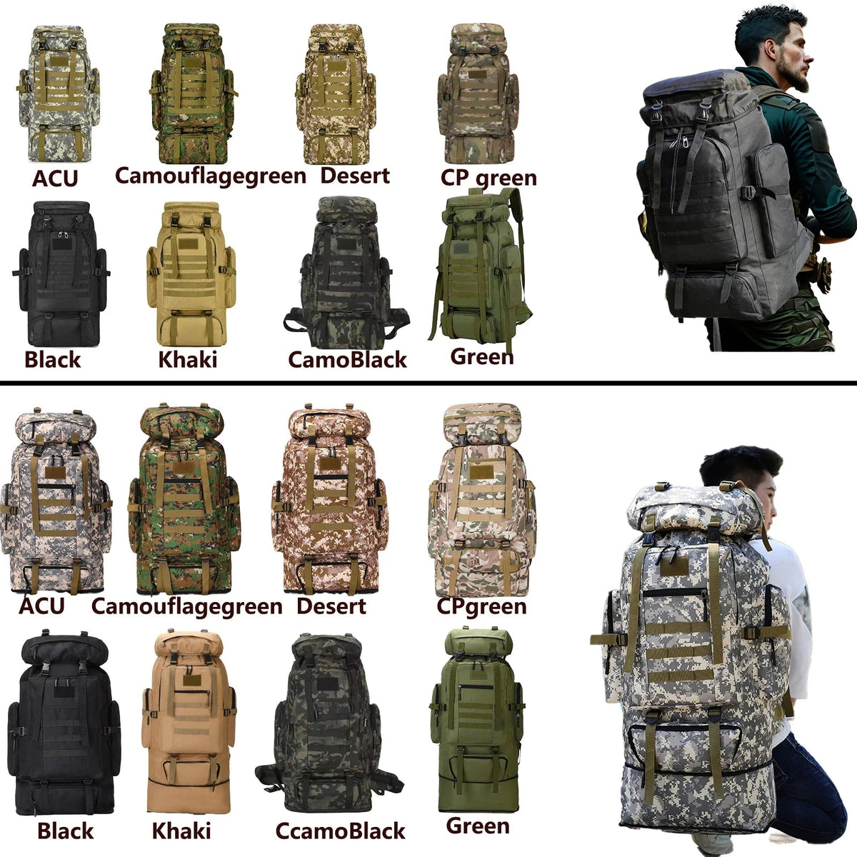 Backpack Tactical Nylon MOLLE & Expandable Up To 100L