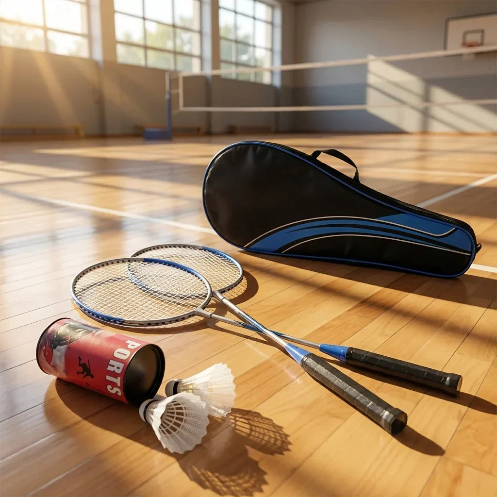 Badminton Set Aluminum Rackets Nylon Shuttlecocks & Carrying Bag
