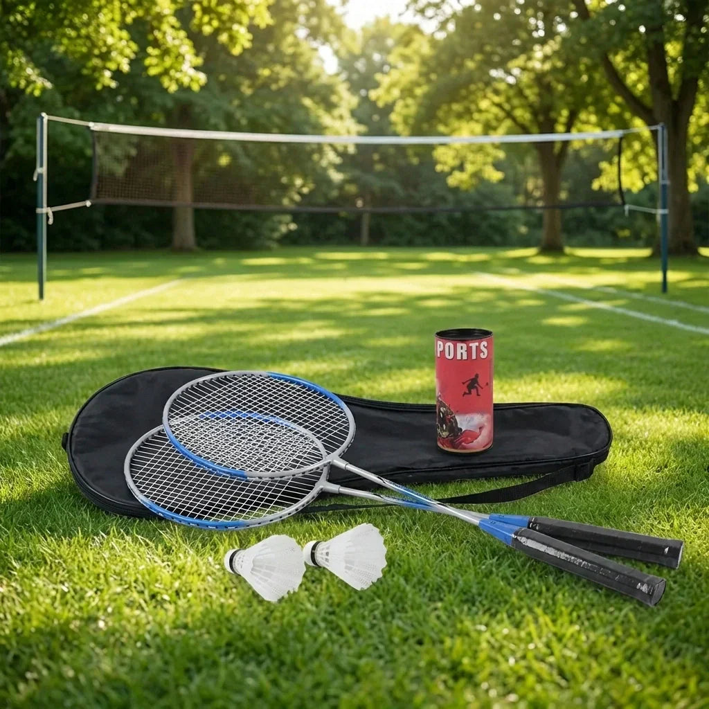 Badminton Set Aluminum Rackets Nylon Shuttlecocks & Carrying Bag