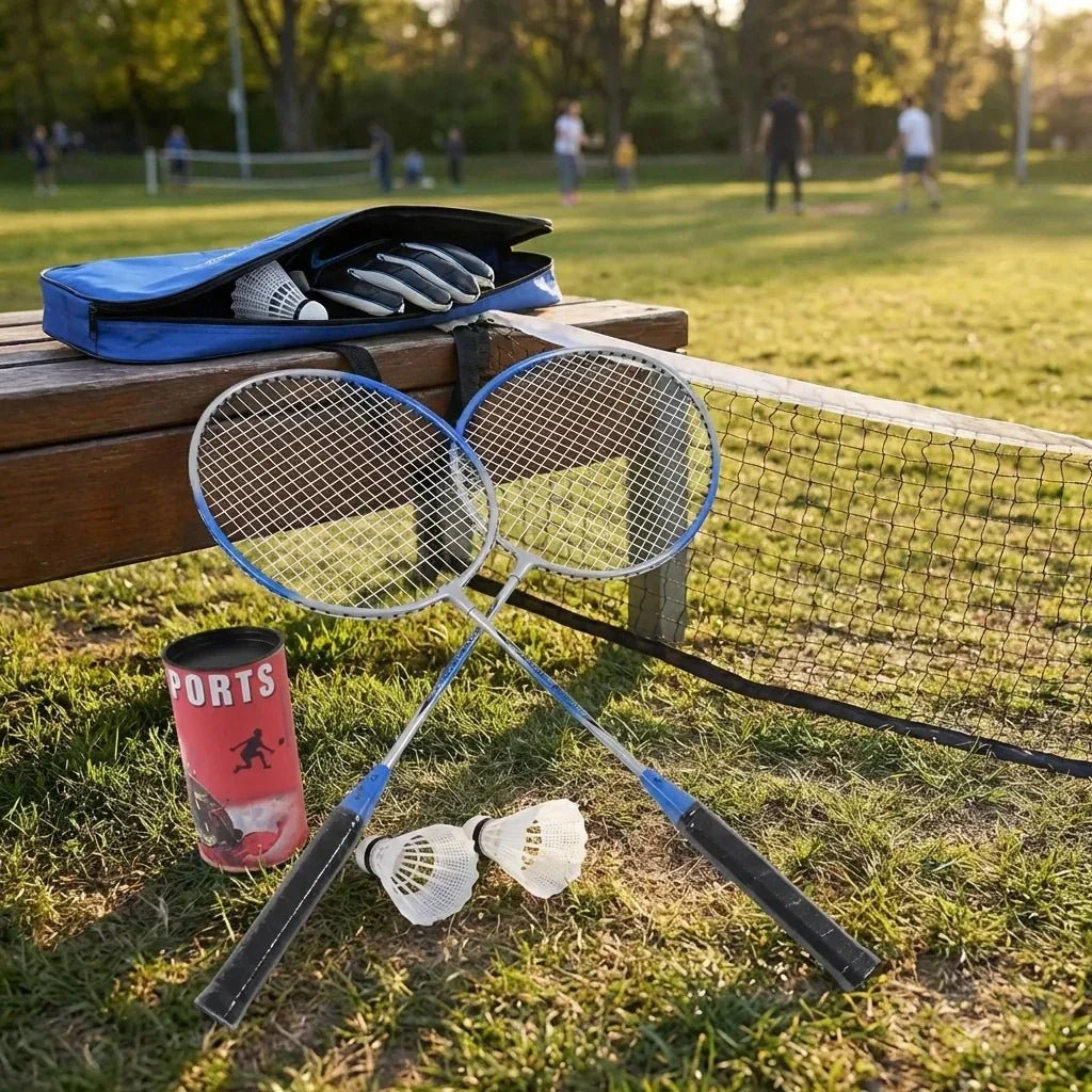 Badminton Set Aluminum Rackets Nylon Shuttlecocks & Carrying Bag