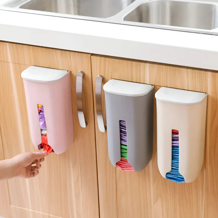 Bag Dispenser Wall-Mounted One-Hand Access Self-Adhesive & Screw Mount