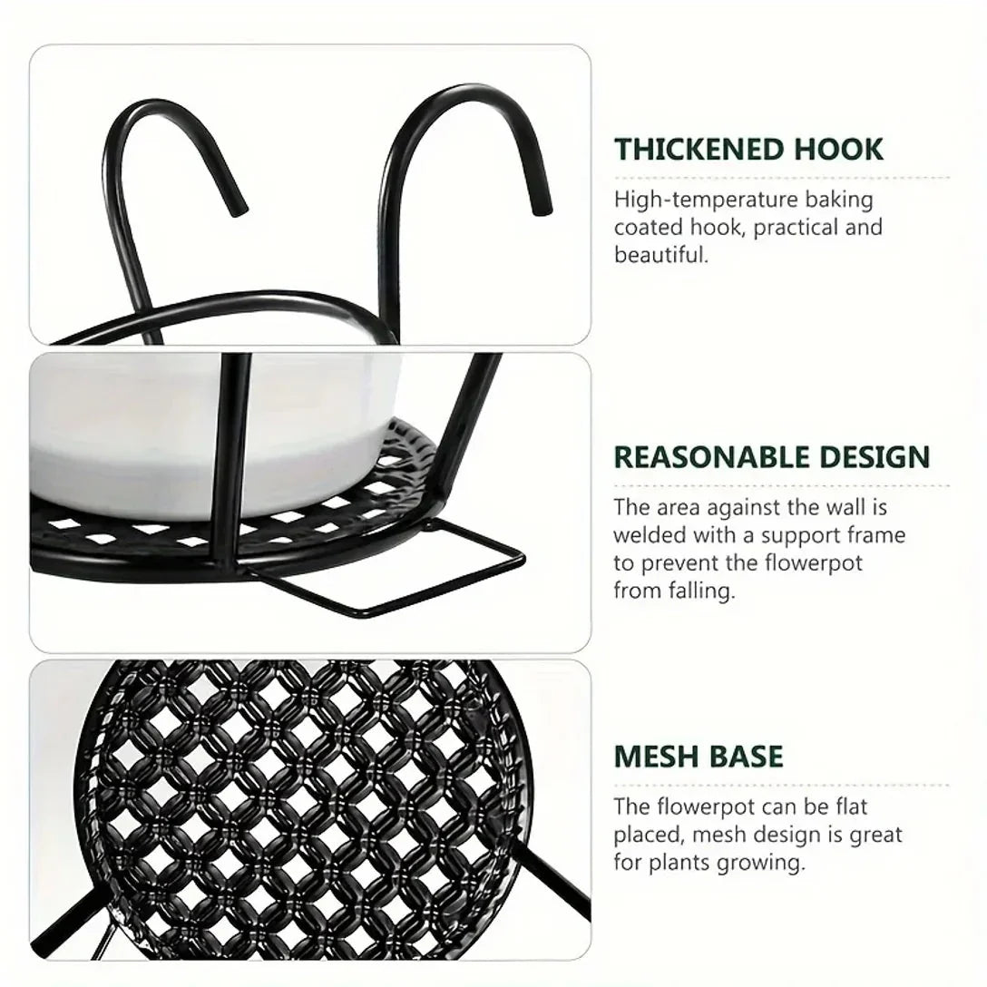 Balcony Pot Hanger Hook-On Open Drainage Set of 3