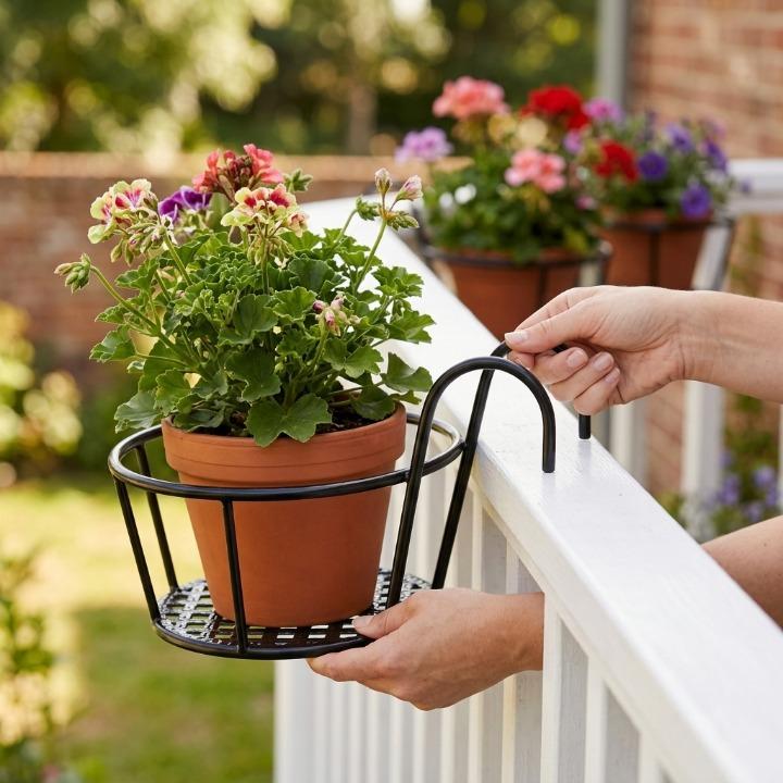 Balcony Pot Holder No-Drill Open Grid Set of 3