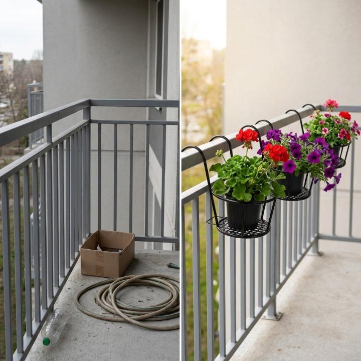 Balcony Pot Holder No-Drill Open Grid Set of 3
