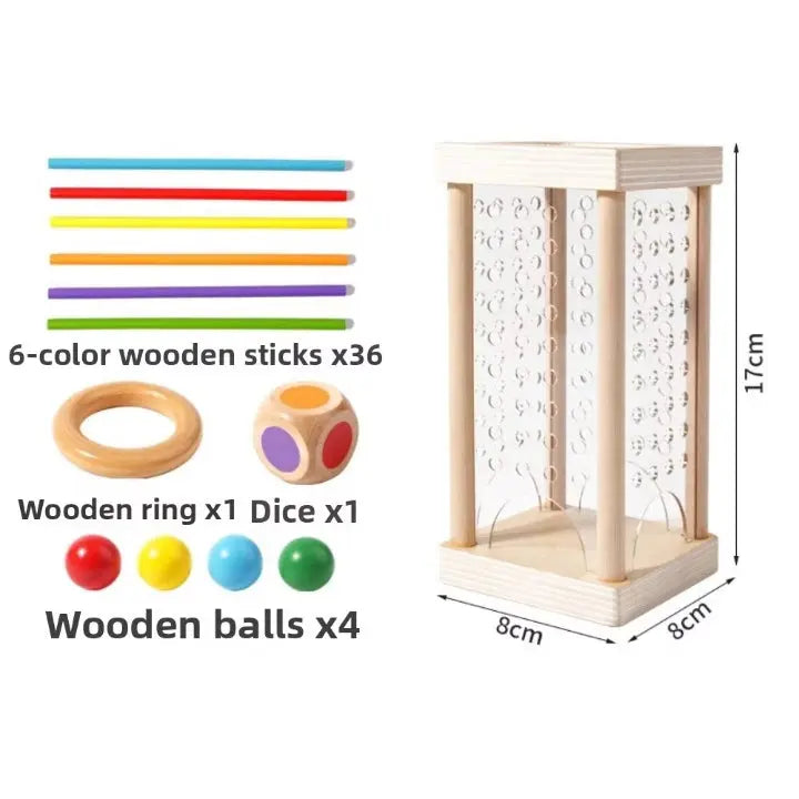 Ball Tower Game Wooden Colorful Sticks & Balls