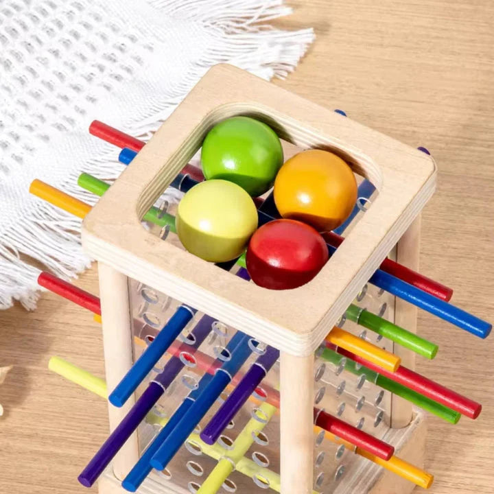 Ball Tower Game Wooden Frame Fine Motor Skills
