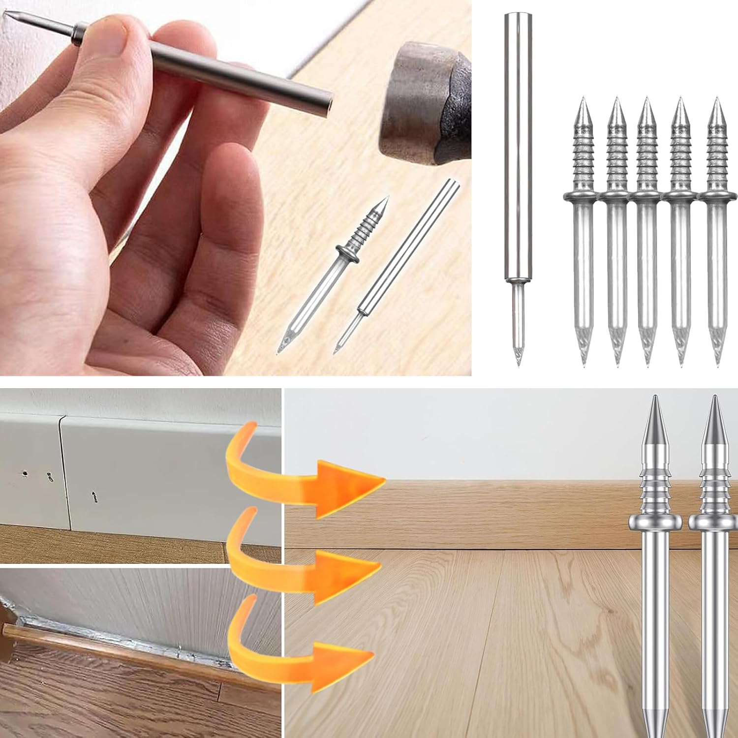 Baseboard Nail Set Double-Head Galvanized Steel 100 Piece