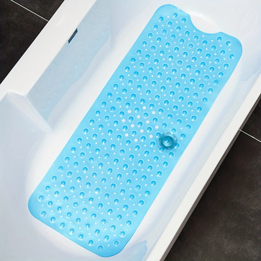 Bath Mat Extra-Long Non-Slip Suction Cups & Drain Holes