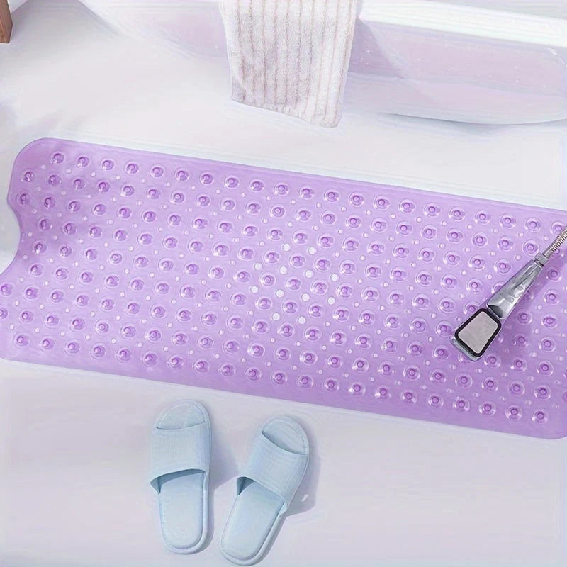 Bath Mat Extra-Long Non-Slip Suction Cups & Drain Holes