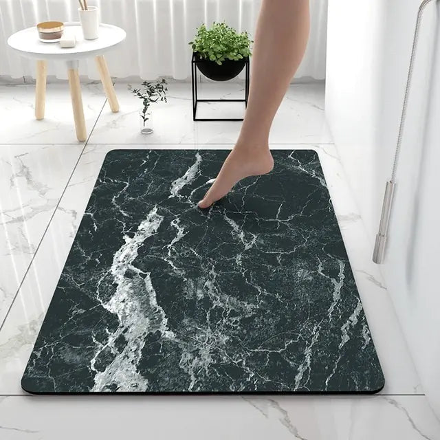Bath Mat Marble Look Non-Slip & Quick-Dry