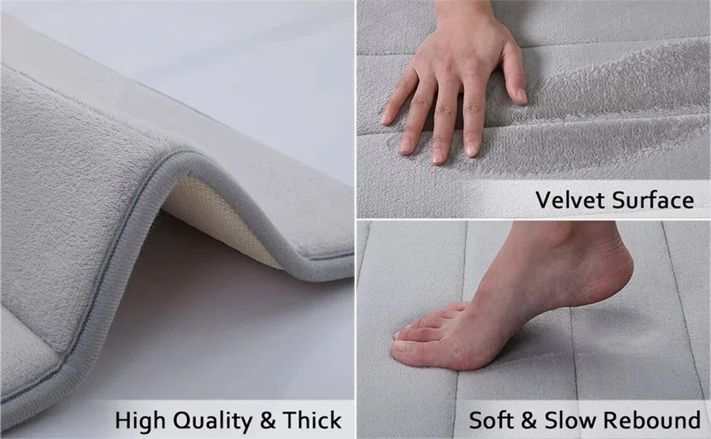 Bath Mat Memory Foam Microfiber Non-Slip Backing
