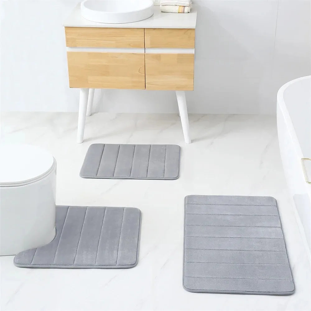 Bath Mat Memory Foam Microfiber Non-Slip Backing