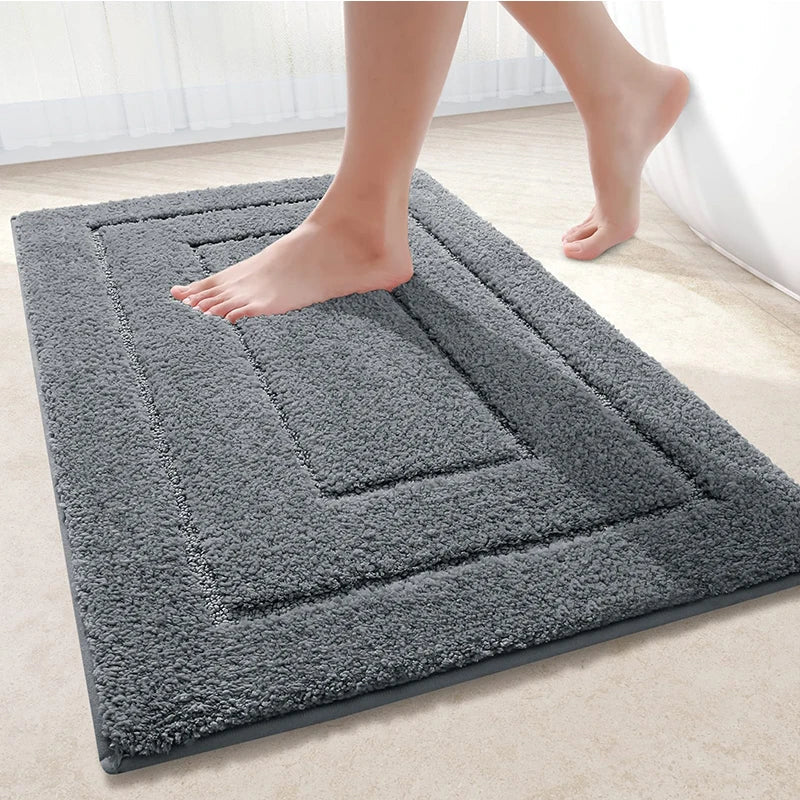 Bath Mat Microfiber Velour Double Frame Non-Slip Backing