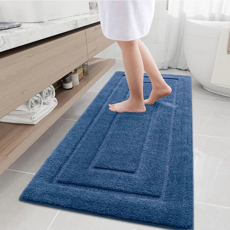 Bath Mat Microfiber Velour Double Frame Non-Slip Backing