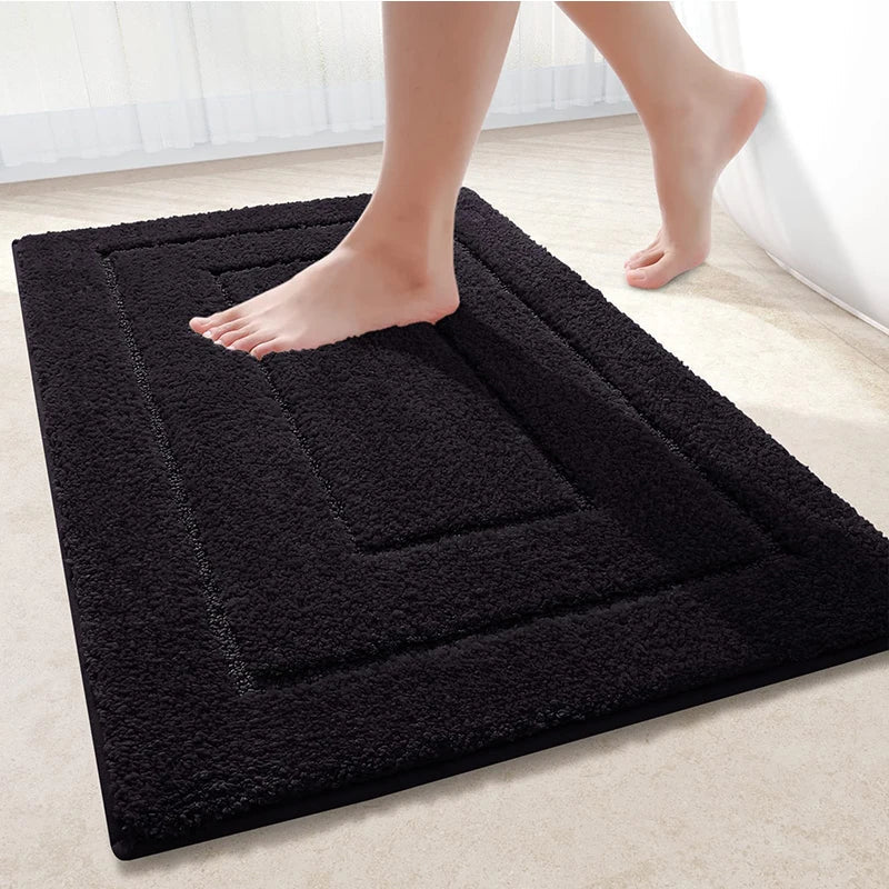 Bath Mat Microfiber Velour Double Frame Non-Slip Backing