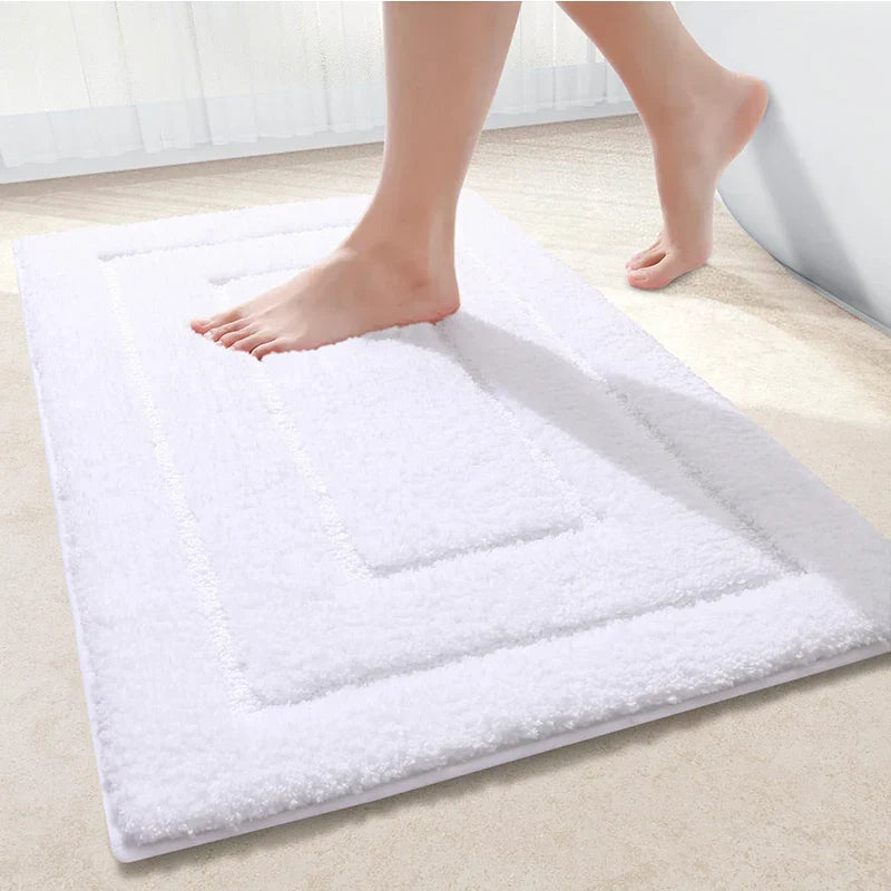 Bath Mat Microfiber Velour Double Frame Non-Slip Backing