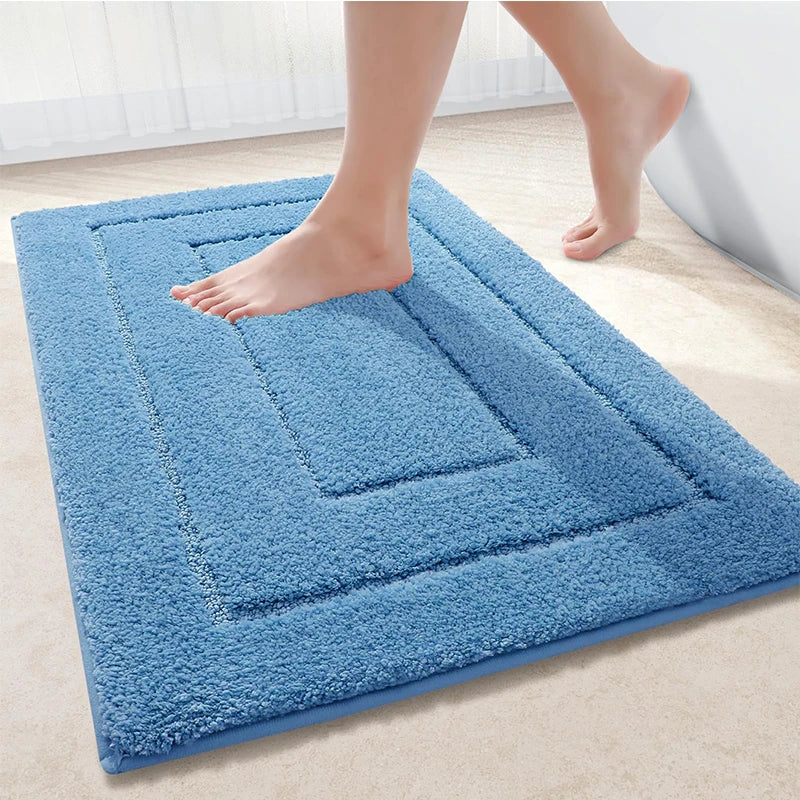 Bath Mat Microfiber Velour Double Frame Non-Slip Backing