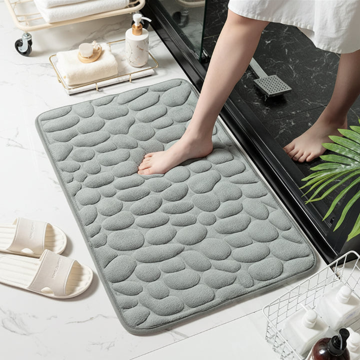 Bath Mat Pebble-Embossed Memory Foam Non-Slip