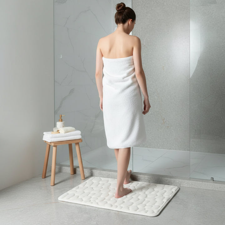 Bath Mat Pebble-Embossed Memory Foam Non-Slip