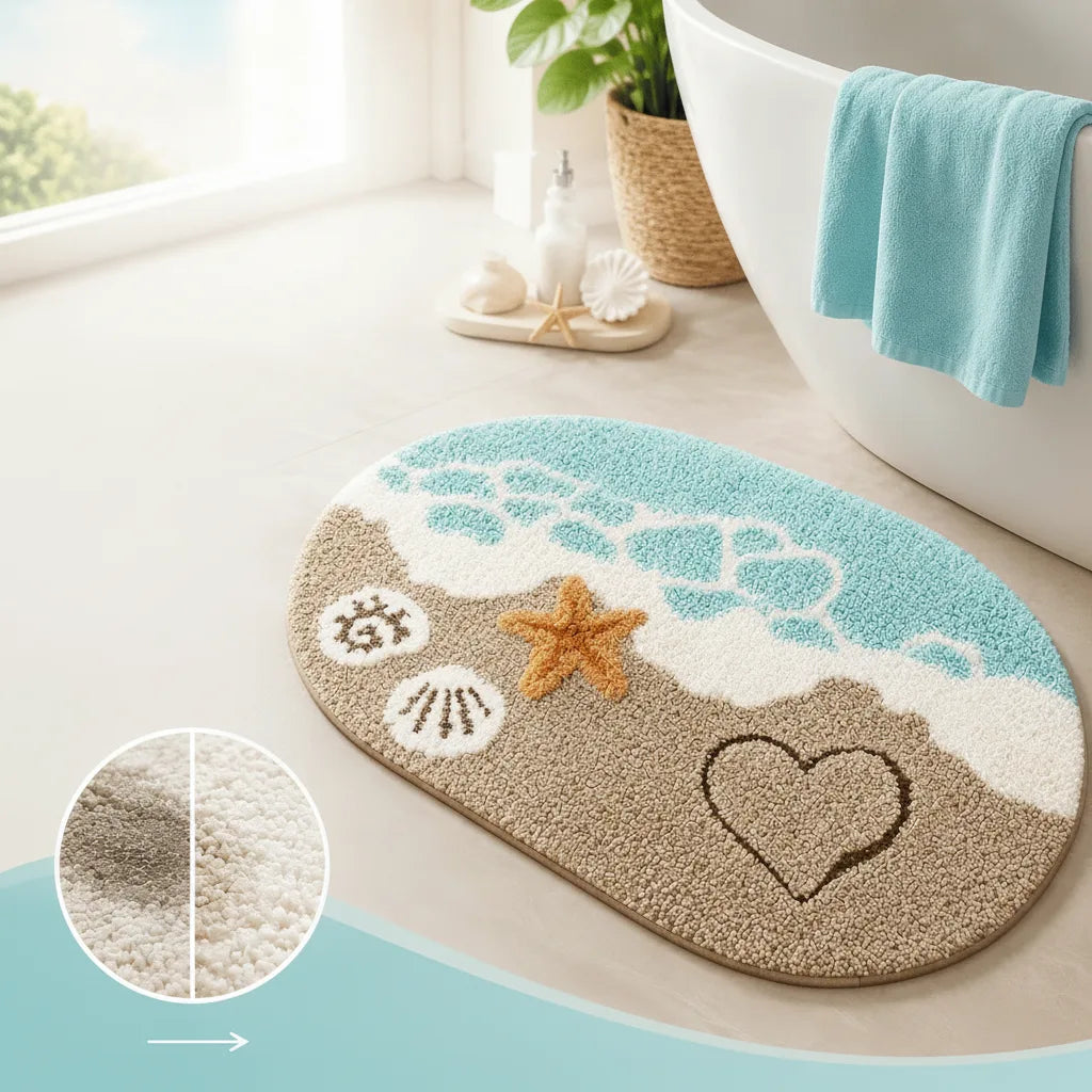 Bath Mat Quick-Drying Microfiber Non-Slip Backing & Machine Washable