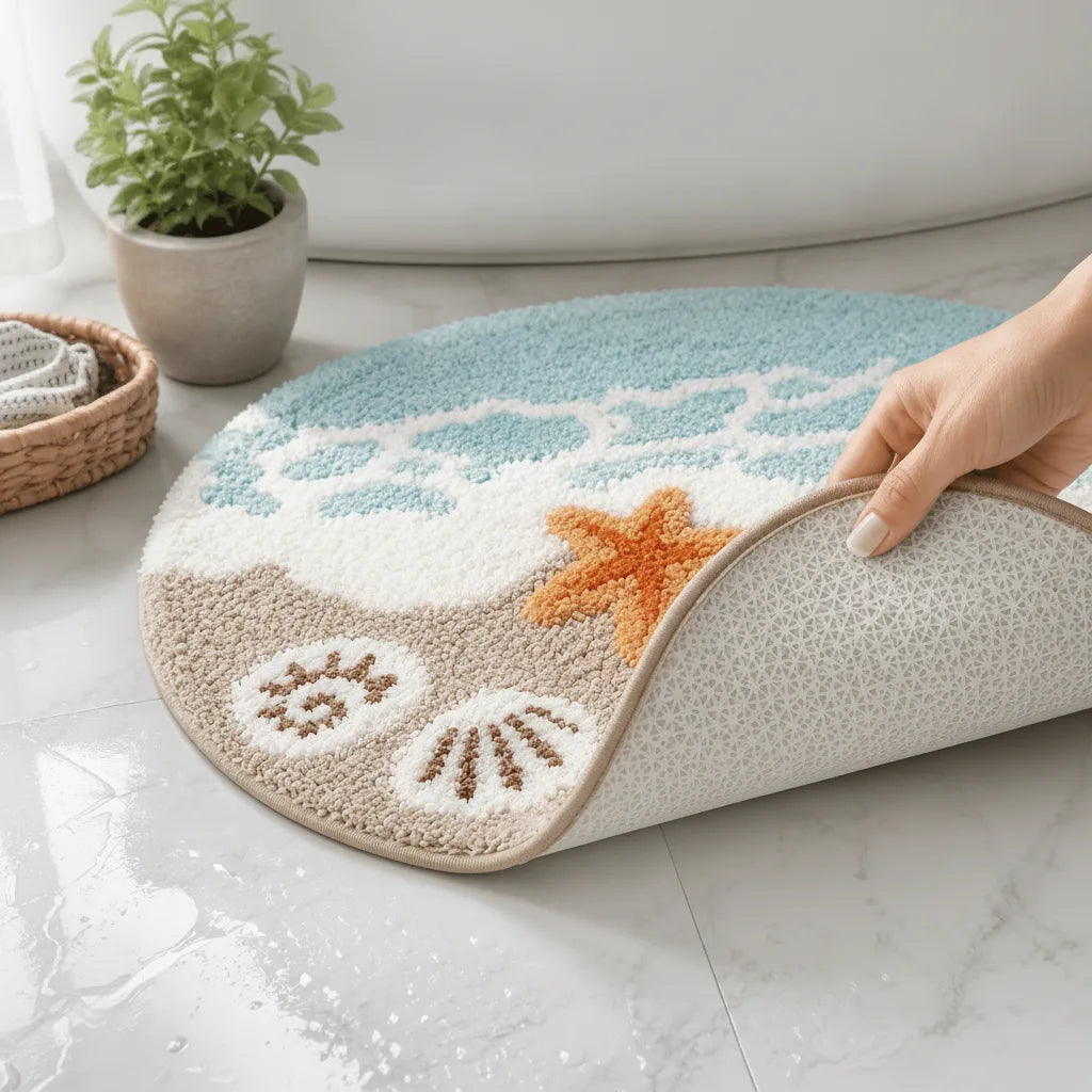 Bath Mat Quick-Drying Microfiber Non-Slip Backing & Machine Washable