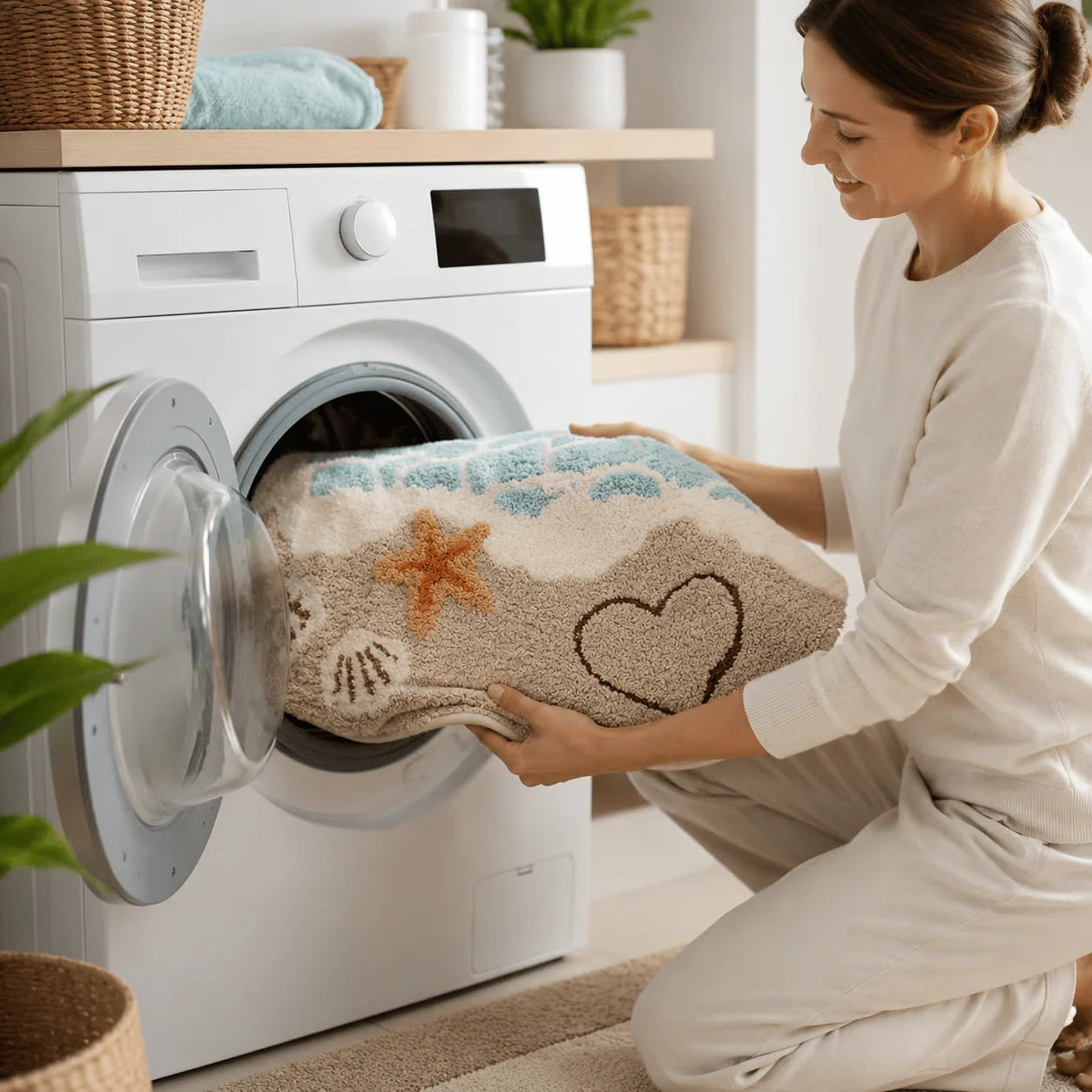 Bath Mat Quick-Drying Microfiber Non-Slip Backing & Machine Washable