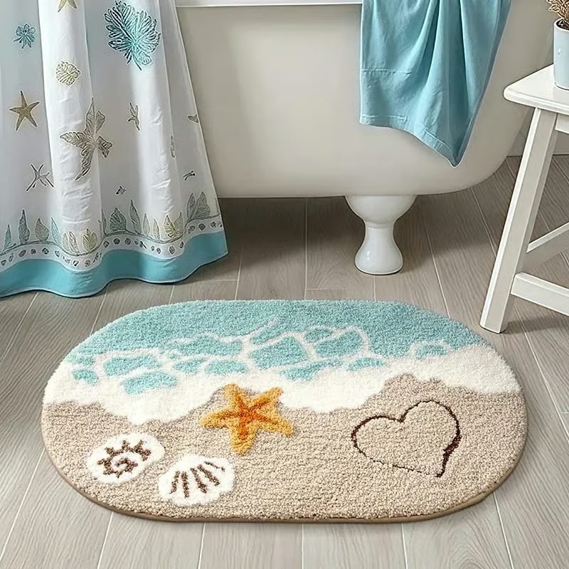 Bath Mat Quick-Drying Microfiber Non-Slip Backing & Machine Washable