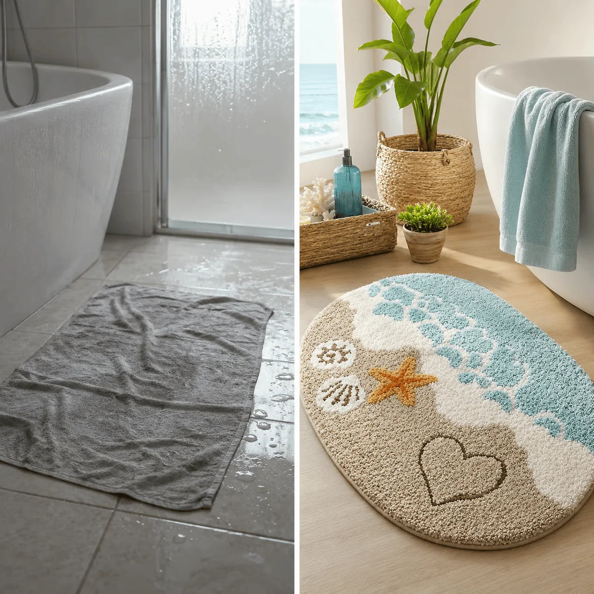 Bath Mat Quick-Drying Microfiber Non-Slip Backing & Machine Washable