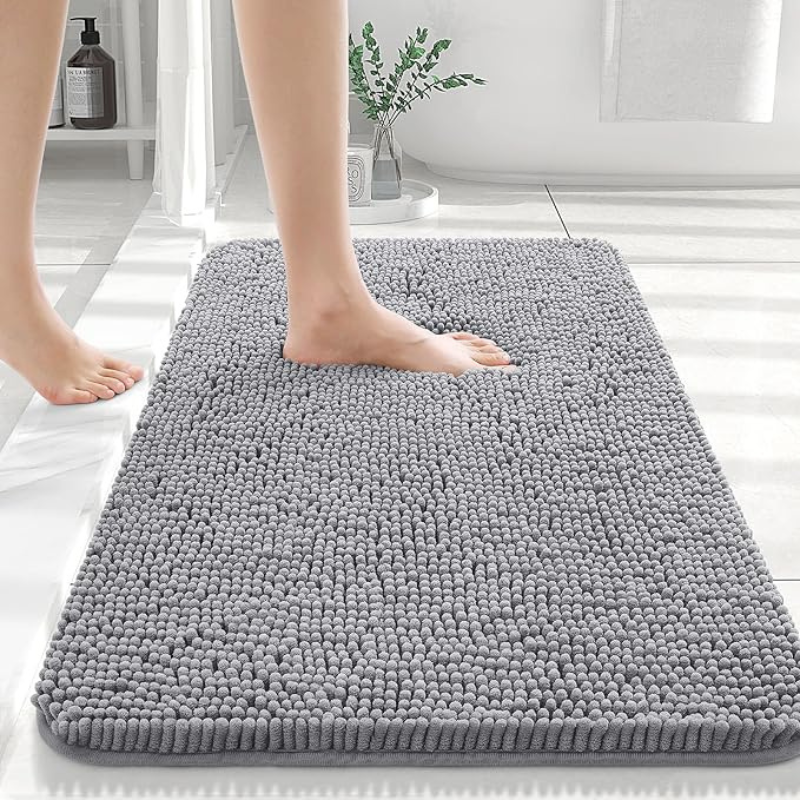 Bath Mat Super-Soft Chenille Extra Absorbent & Non-Slip Backing