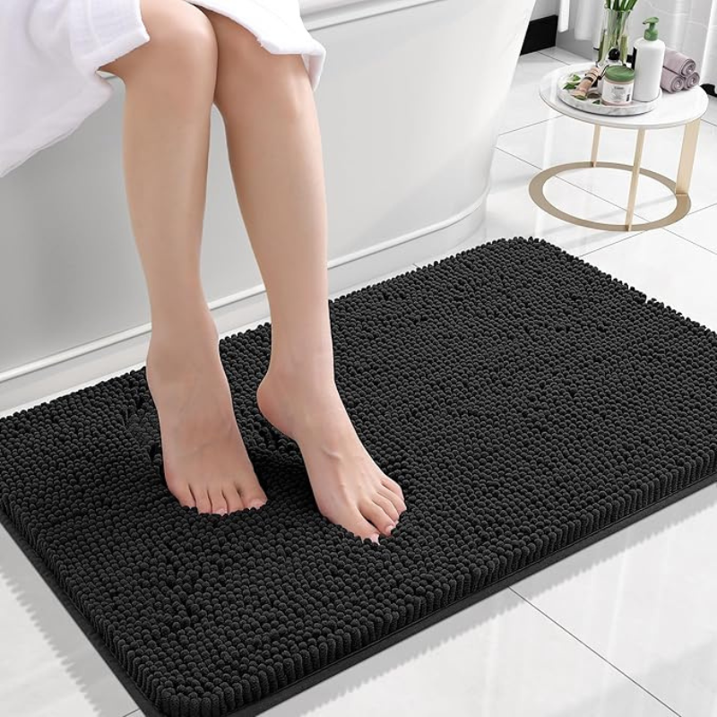 Bath Mat Super-Soft Chenille Extra Absorbent & Non-Slip Backing