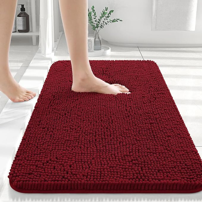 Bath Mat Super-Soft Chenille Extra Absorbent & Non-Slip Backing