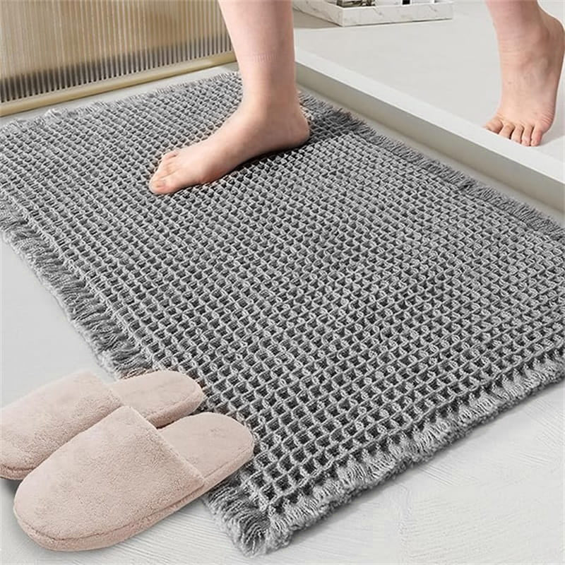 Bath Mat Waffle Texture Super Absorbent Non-Slip Backing