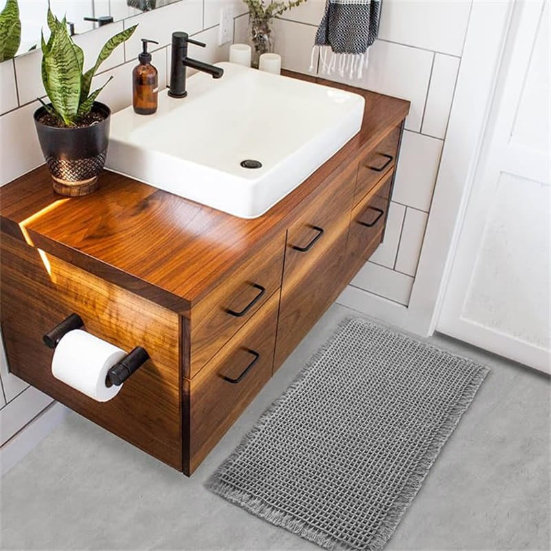 Bath Mat Waffle Texture Super Absorbent Non-Slip Backing