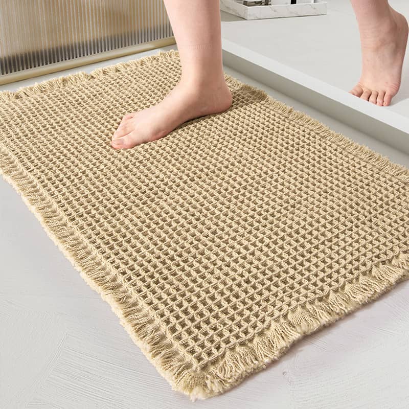Bath Mat Waffle Texture Super Absorbent Non-Slip Backing