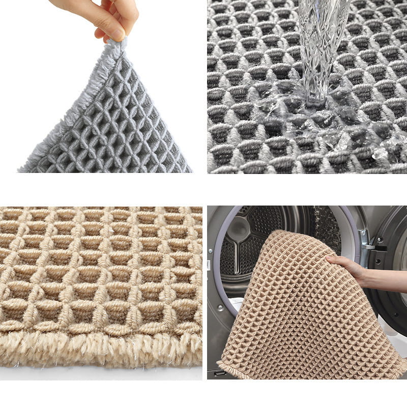Bath Mat Waffle Texture Super Absorbent Non-Slip Backing