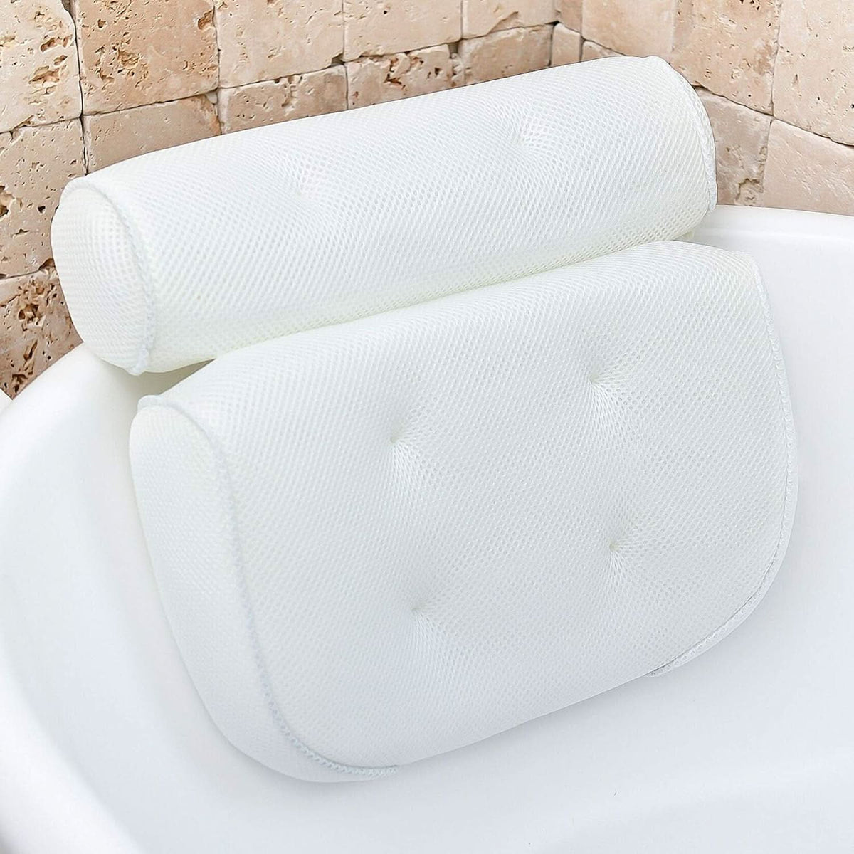 Bath Pillow Ergonomic Neck & Shoulder Breathable 4D Mesh